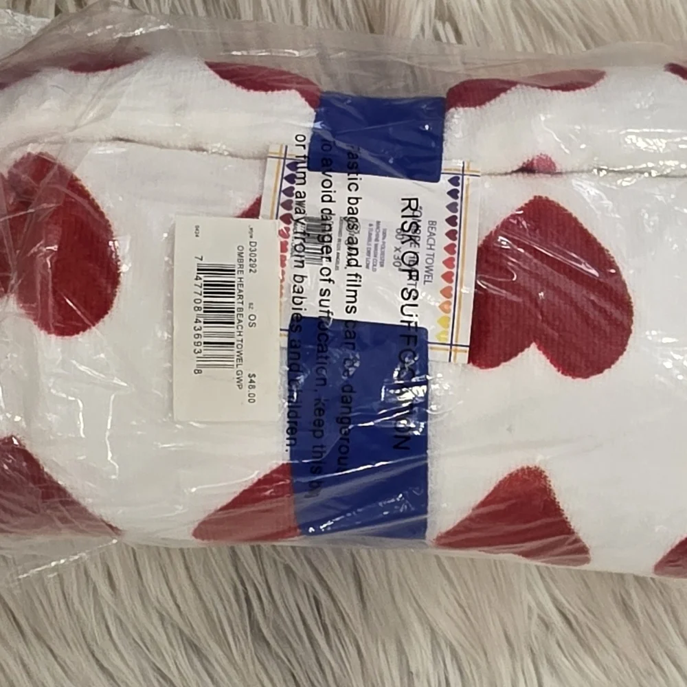 Brighton Multicolor Hearts Print Beach Towel New